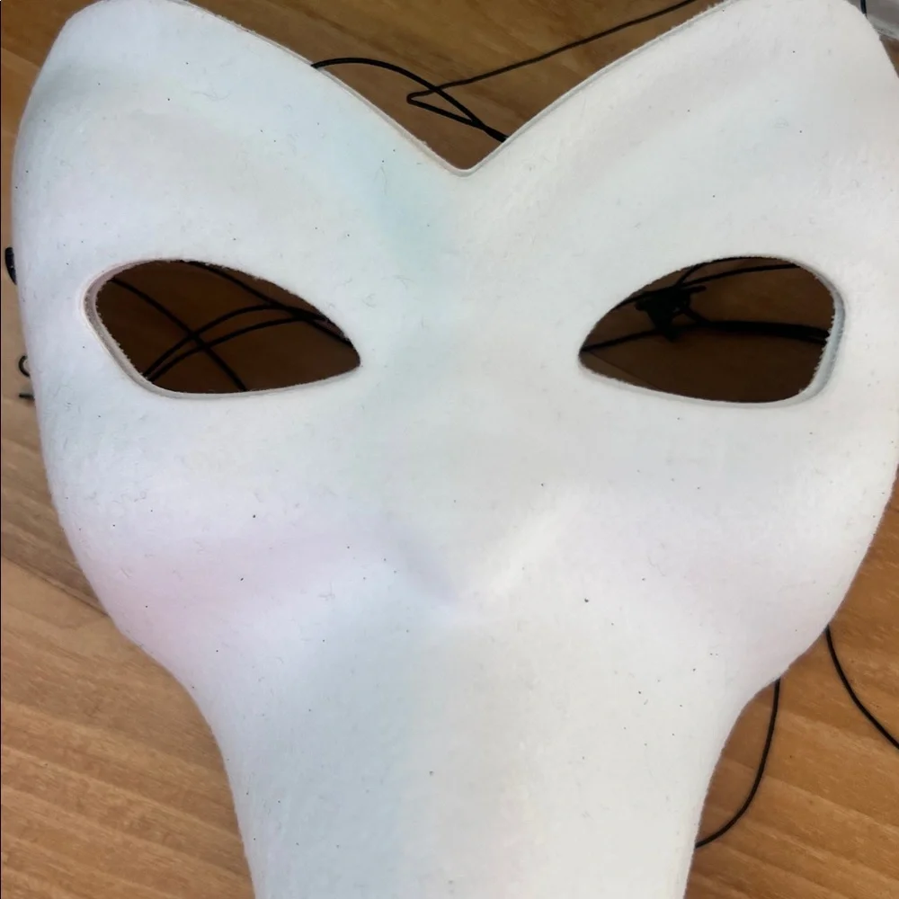 Halloween Masquerade white Mask with long nose. Felt material